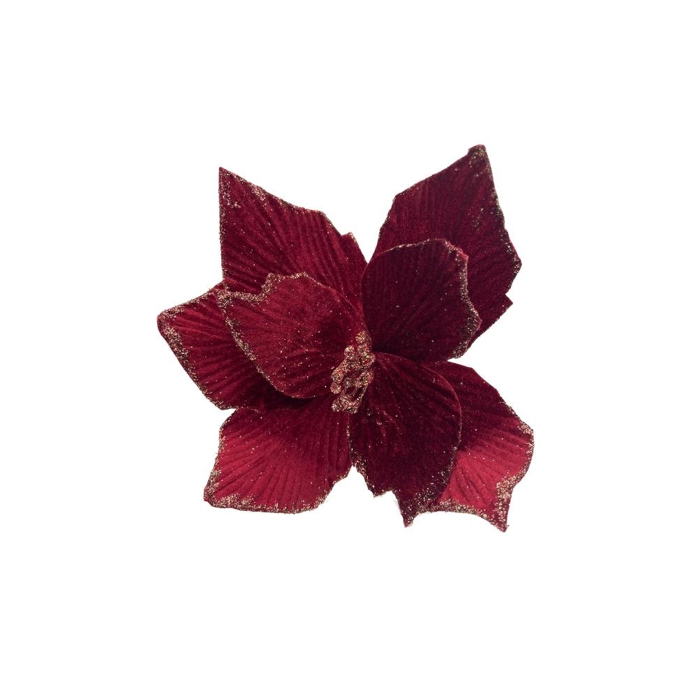 Flor Poinsetia Aveludada Vermelha 30cm - Dadepresente