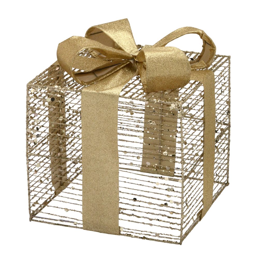 Caixa Decorativa Presente de Natal Laço Dourado 30cm - Dadepresente