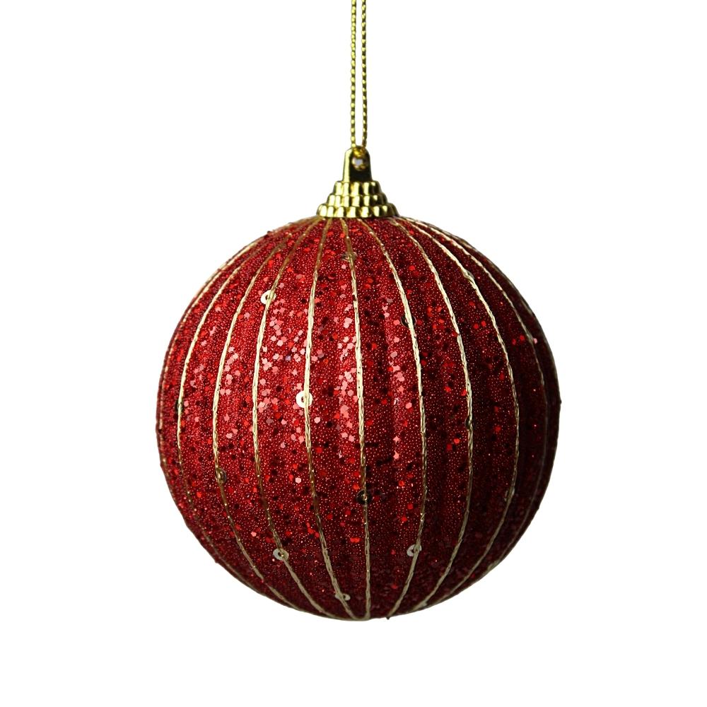 Bola de Natal Kit com 3 unidades Vermelha e Dourada Finne 10cm -  Dadepresente